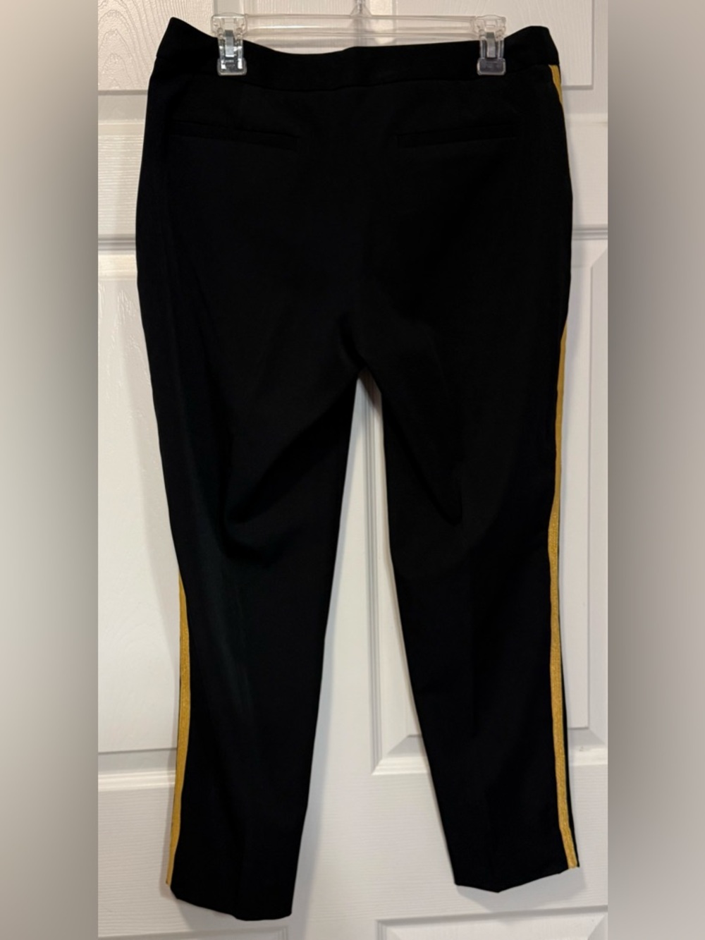 Worthington Black Ankle Pants Gold Tuxedo Stripe Modern Fit Dress Trousers 8 - Picture 3 of 8